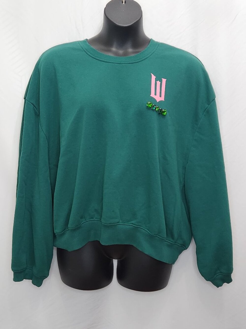 Wicked Embellished Sweatshirt Womens XXL Green Love WIthout Limits Pullover AA08